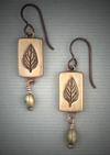 Bronze Leaf Earrings;  L= 2� (including ear wire)   W= 1/2�;  Bronze with leaf texture.  Niobium ear wires.