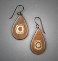 Copper oval earrings with bronze & copper Mokume Gane in center. Measures ¾� long.
