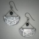 Steel Star Earrings w-blk matt glass