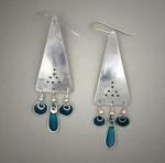 Sterling silver earrings with 3 sky blue resin dangles, measuring 2 3/4� long (including SS ear wire) and 3/4� wide.